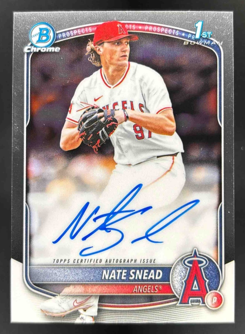 Card image for 2025 Bowman Draft Nate Snead Chrome Prospect Auto #CPA-NSN Angels