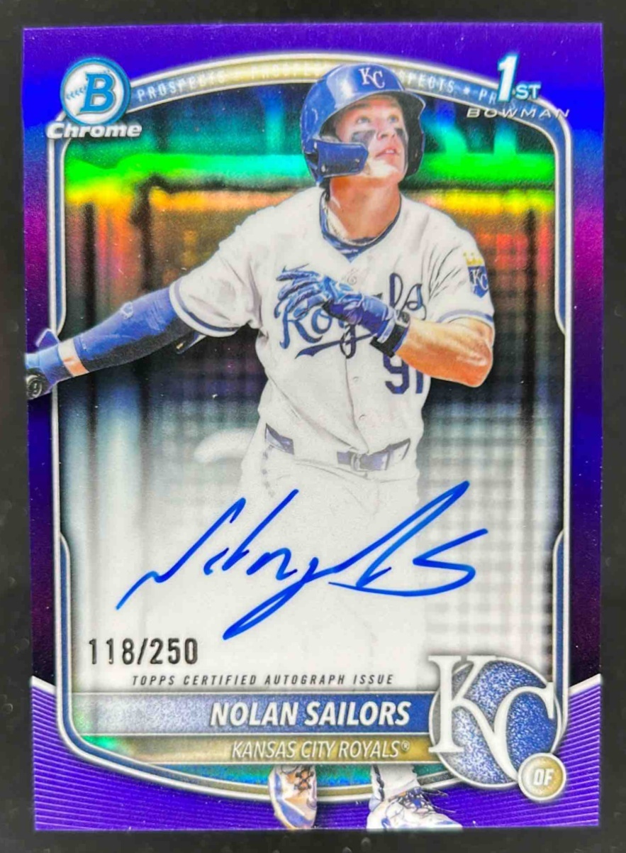 Card image for Nolan Sailors 2025 Bowman Draft Chrome Prospect Auto Purple Refractor /250