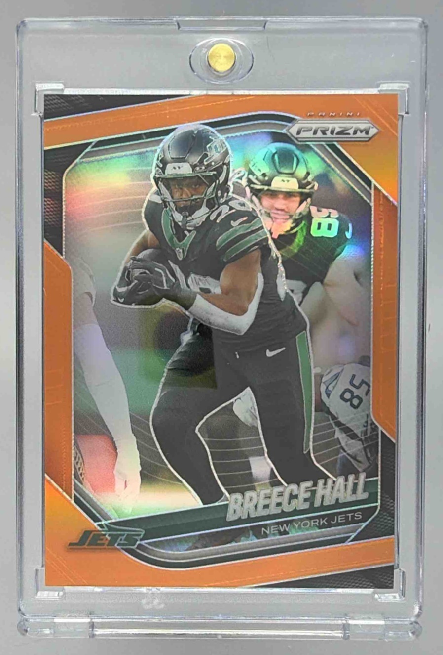 Card image for 2025 Panini Football Prizm Breece Hall Orange /249 #50 New York Jets