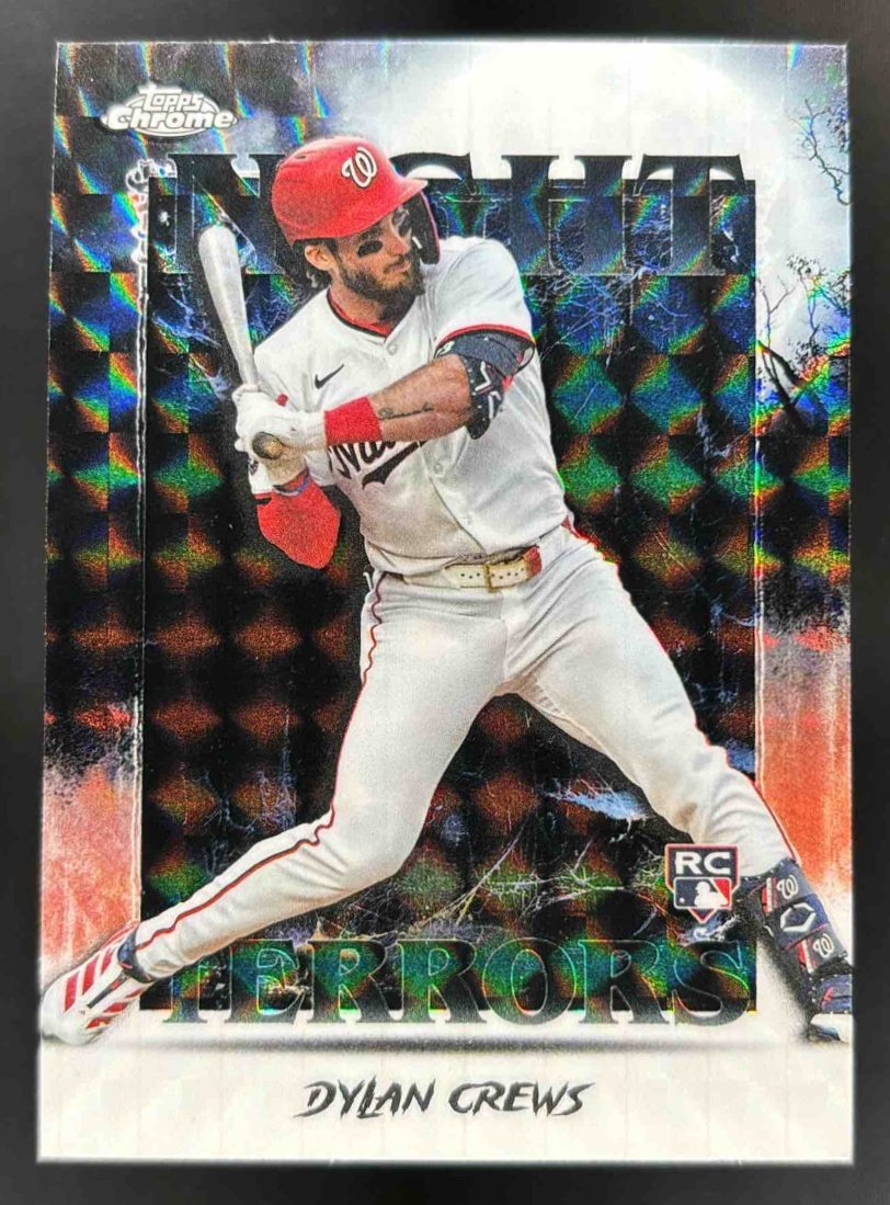 Card image for 2025 Topps Chrome Update Dylan Crews Night Terrors Geometric Refractor RC