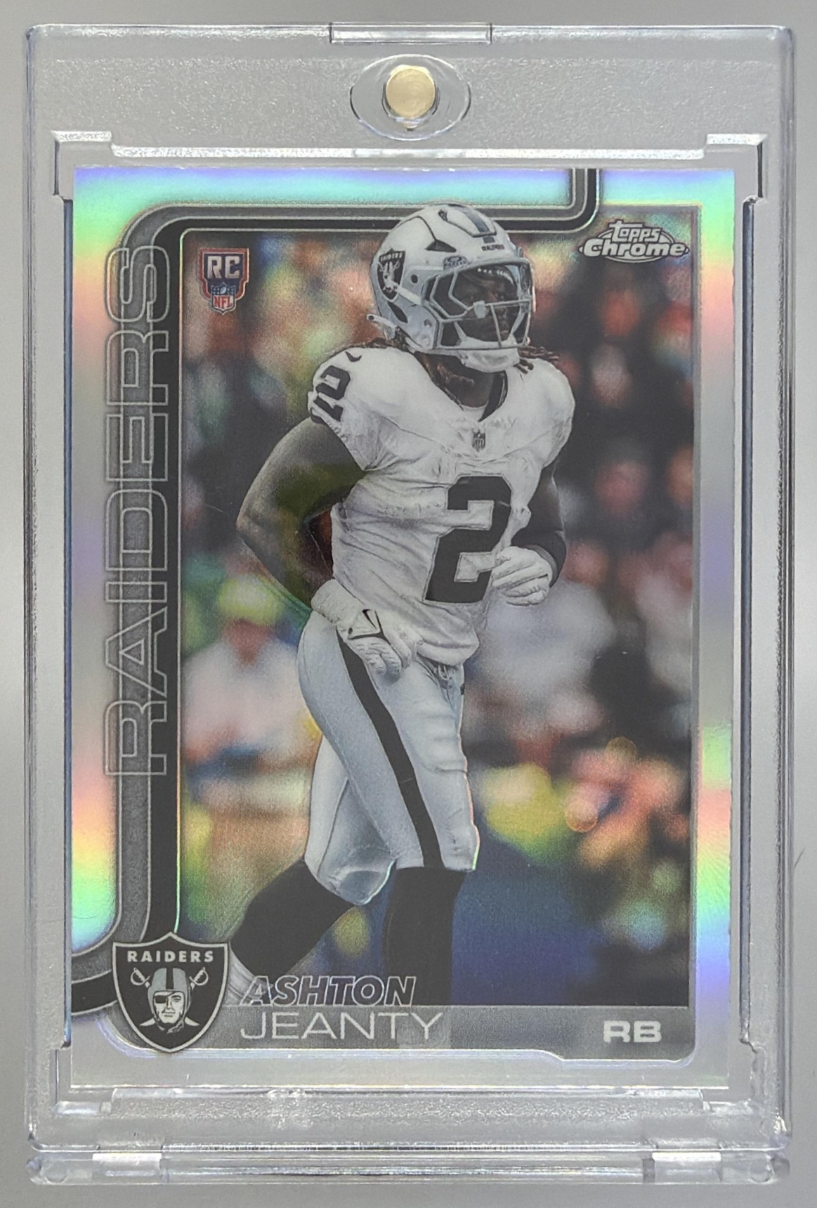 Card image for 2025 Topps Chrome Ashton Jeanty Rookie Refractor #322 RC Raiders