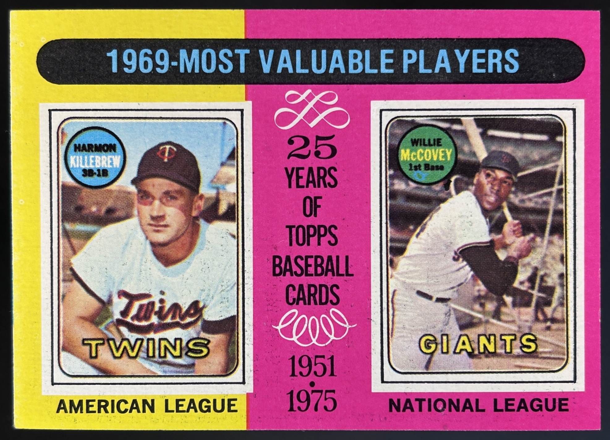 Card image for 1975 TOPPS 1969 MVPS HARMON KILLEBREW WILLIE MCCOVEY M #207