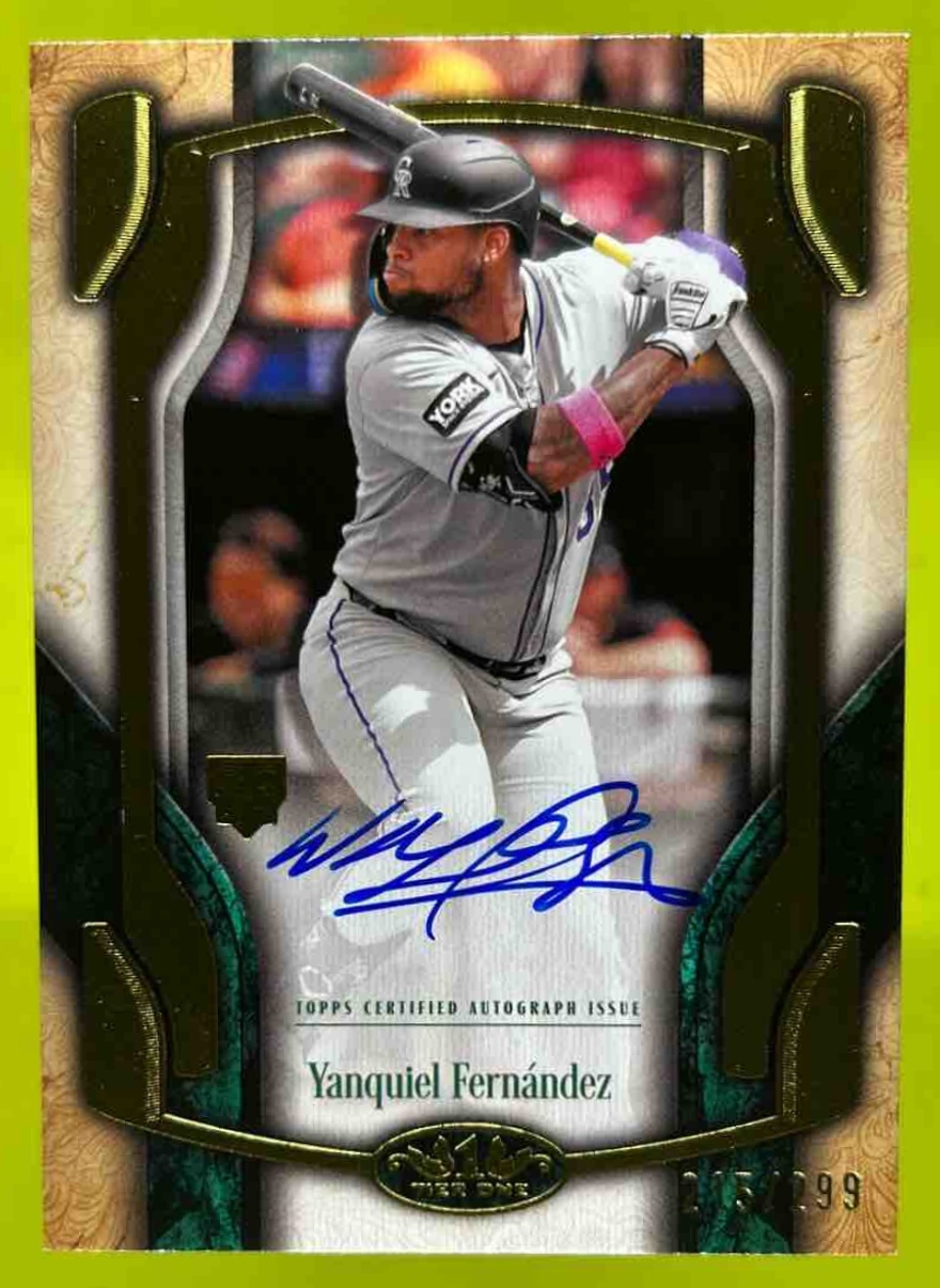 Card image for Yanquiel Fernandez 2026 Topps Tier One Break Out Auto /299