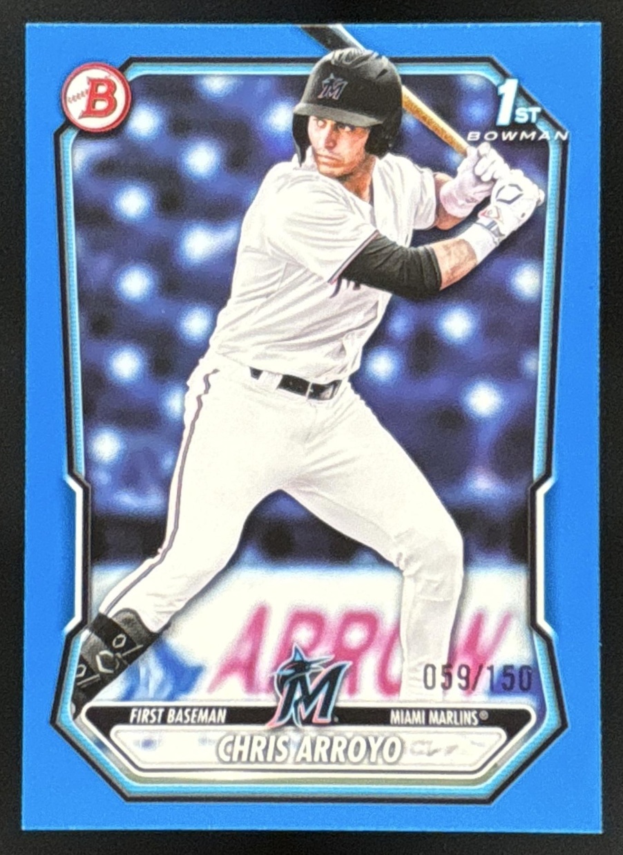 Card image for Chris Arroyo 2026 Bowman Blue Border /150 Prospects Miami Marlins