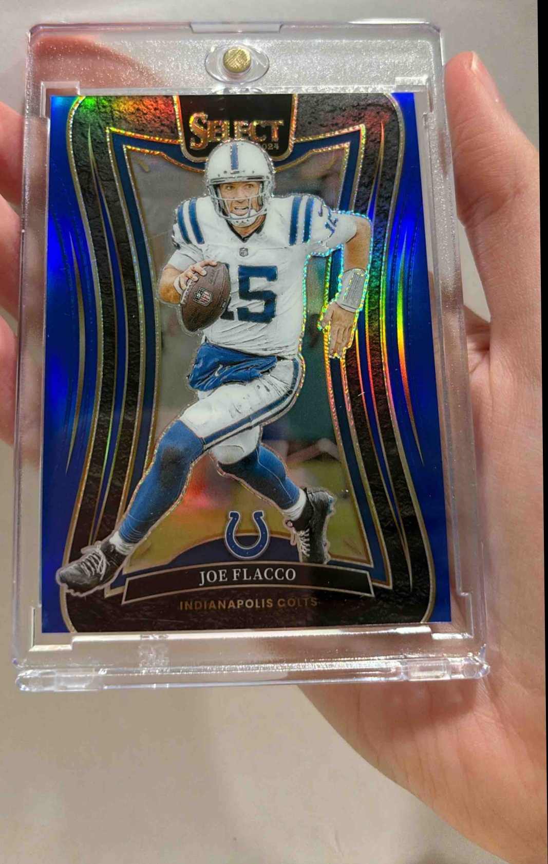 Card image for 2024 Panini Select Joe Flacco Suite Blue Prizm /99 #351 Colts