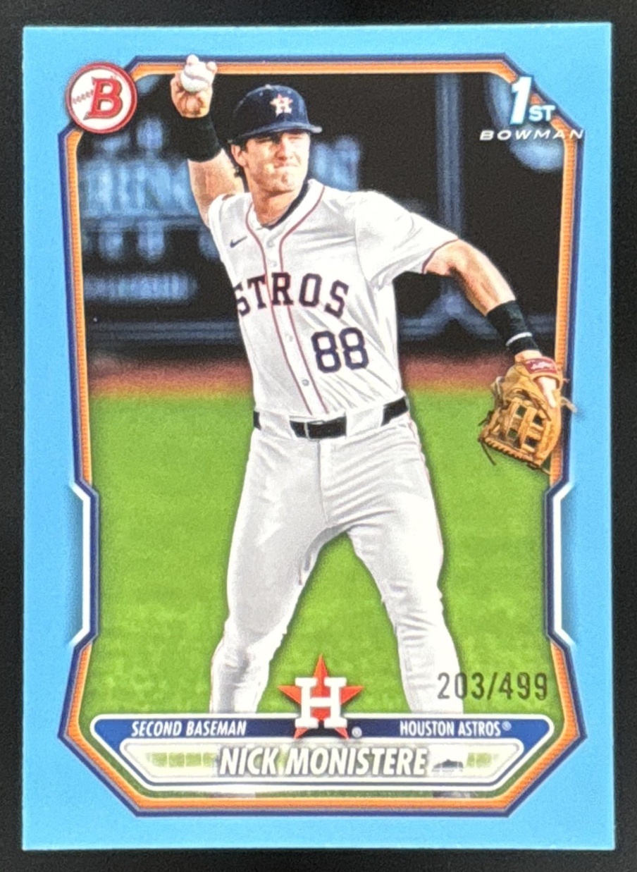Card image for Nick Monistere 2026 Bowman Sky Blue Border /499 Prospects Houston Astros