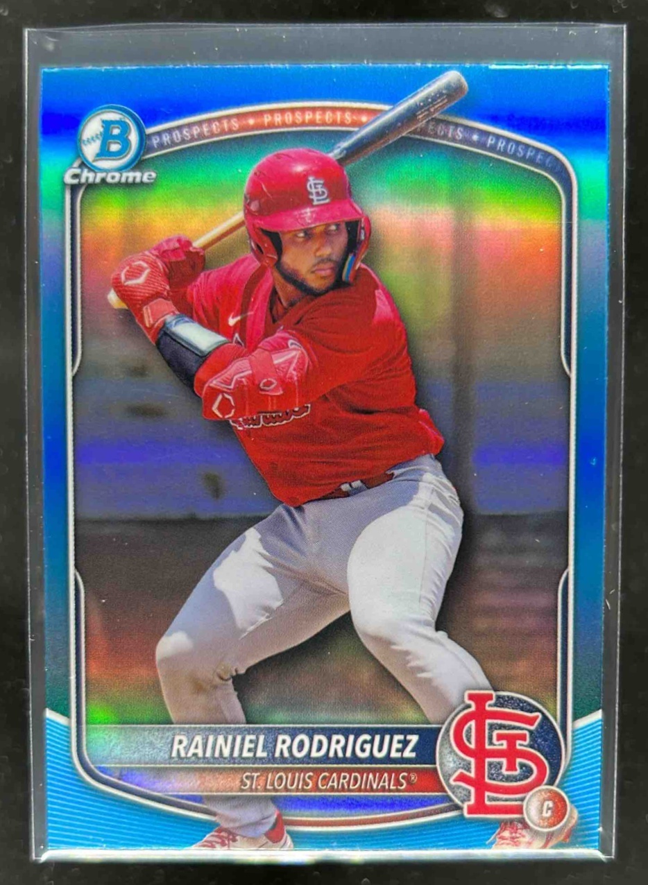 Card image for Rainiel Rodriguez 2025 Bowman Draft Chrome Sky Blue Refractor