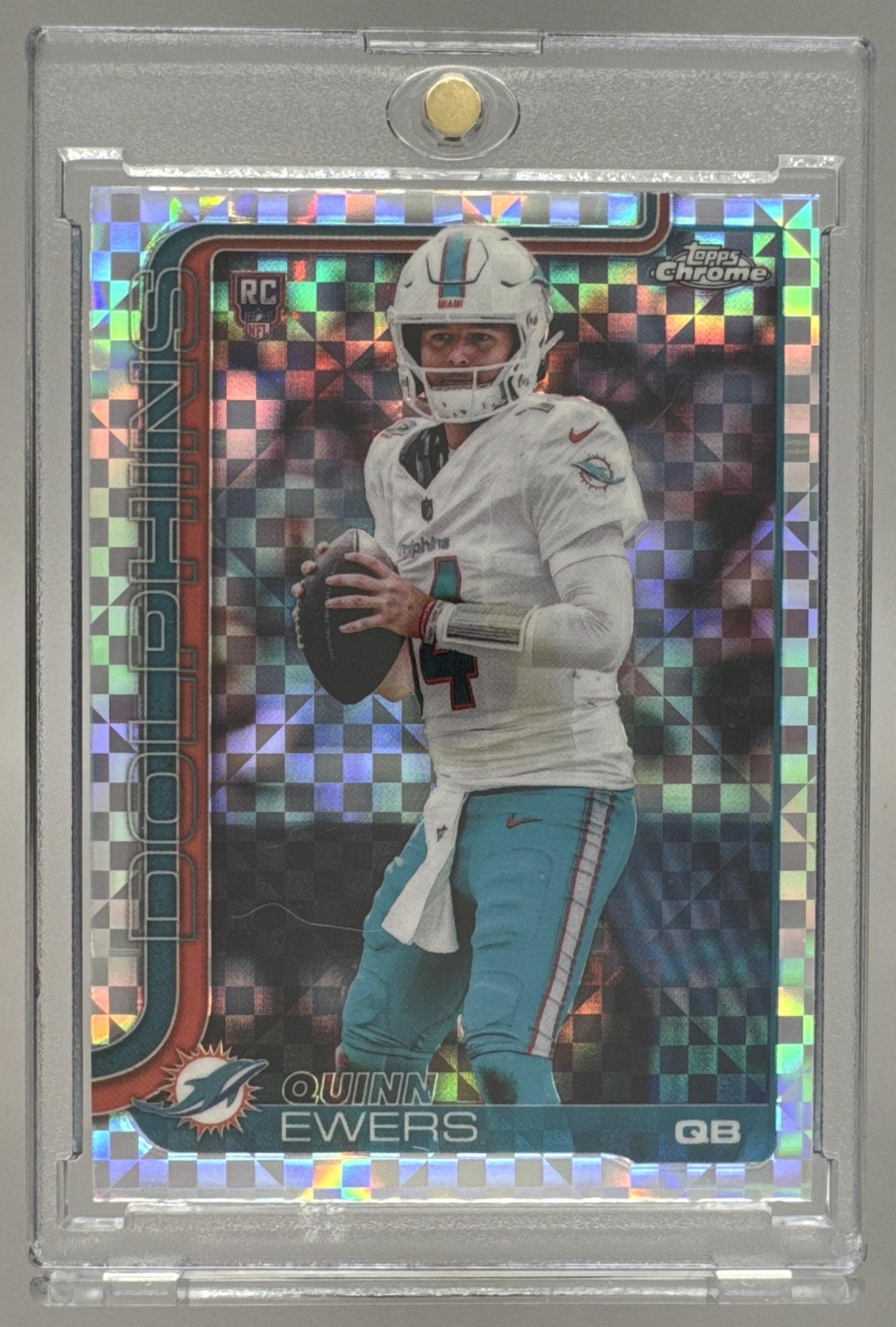Card image for 2025 Topps Football Chrome Quinn Ewers Rookie #316 RC Miami Dolphins