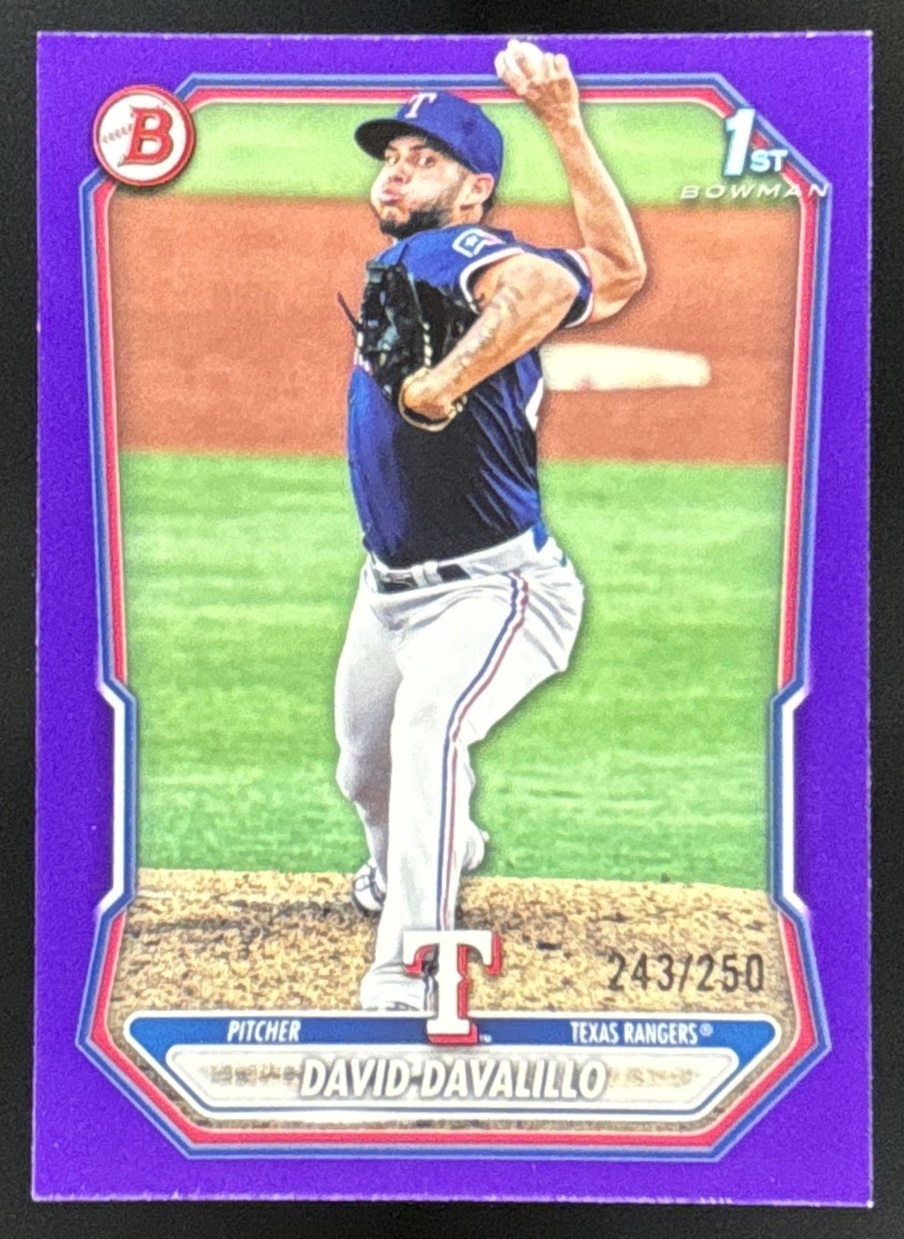 Card image for David Davalillo 2026 Bowman Purple Border /250 Prospects Texas Rangers