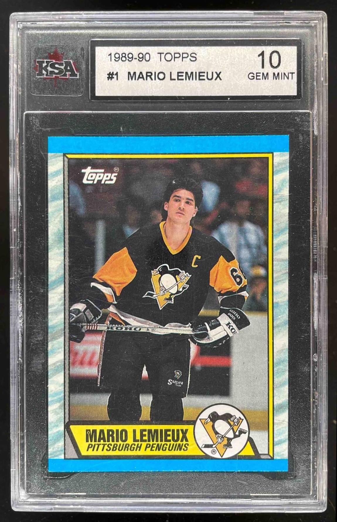 Card image for 1989-90 TOPPS MARIO LEMIEUX #1 KSA 10 PITTSBURGH PENGUINS