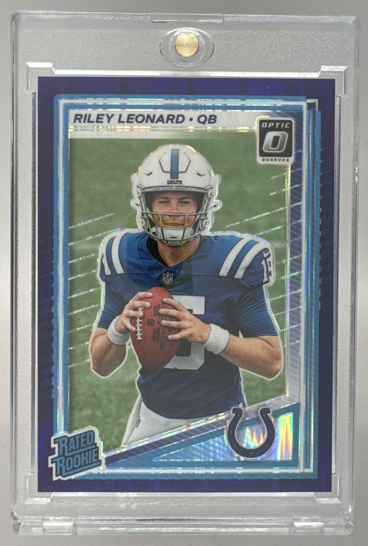 Card image for 2025 Panini Donruss Optic Riley Leonard Rated Rookie Holo Prizm #255 Colts