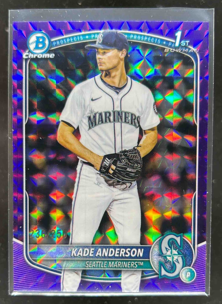 Card image for Kade Anderson 2025 Bowman Draft Chrome Purple Geometric Refractor /250
