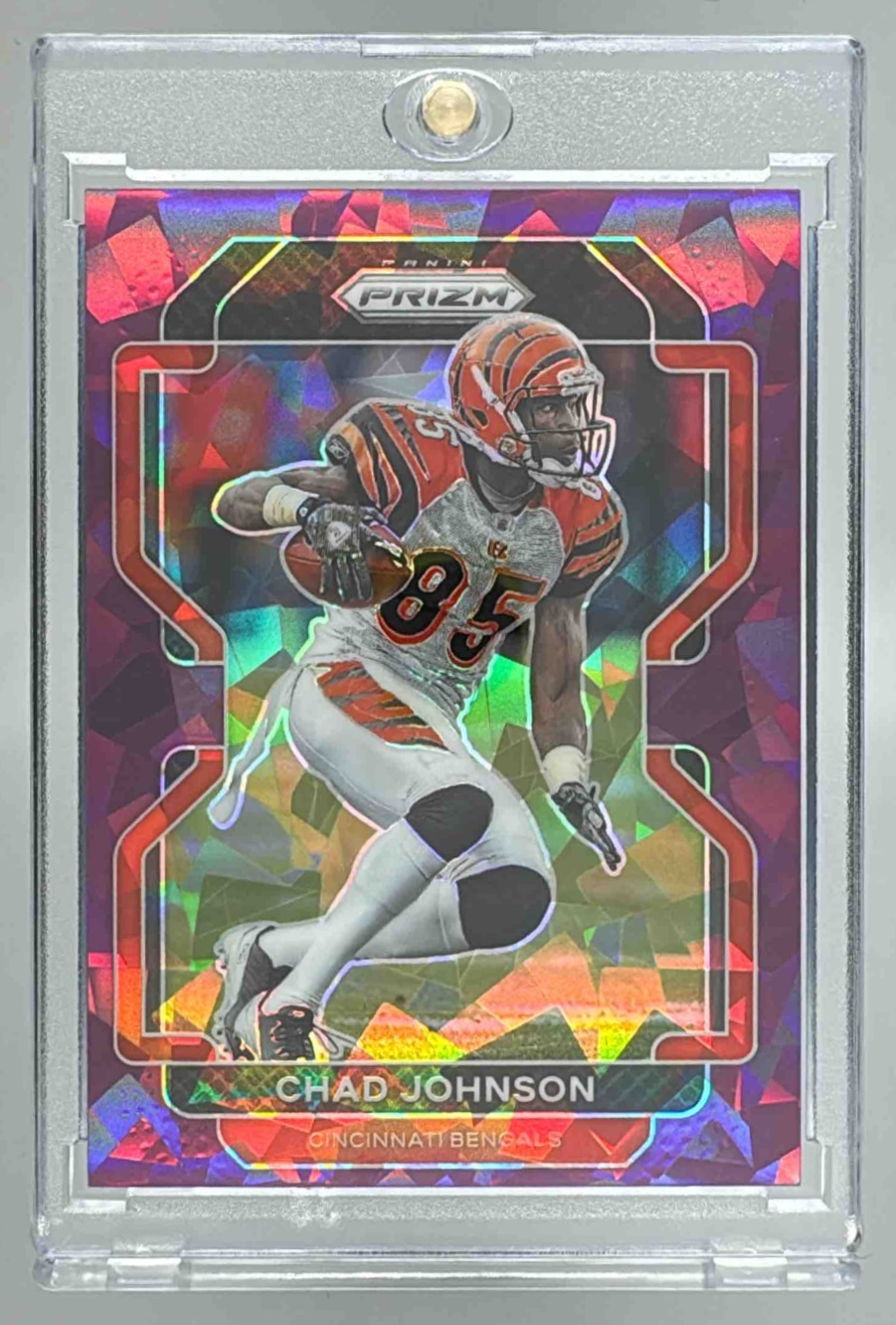 Card image for 2021 Panini Football Prizm Chad Johnson Purple Ice /225 #278 Cincinnati Bengals