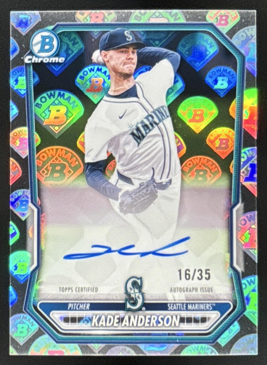 Card image for Kade Anderson 2026 Bowman LogoFractor /35 Chrome Prospect Auto Seattle Mariners