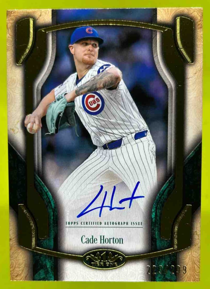Card image for Cade Horton 2026 Topps Baseball Tier One Break Out Auto /299 Chicago Cubs