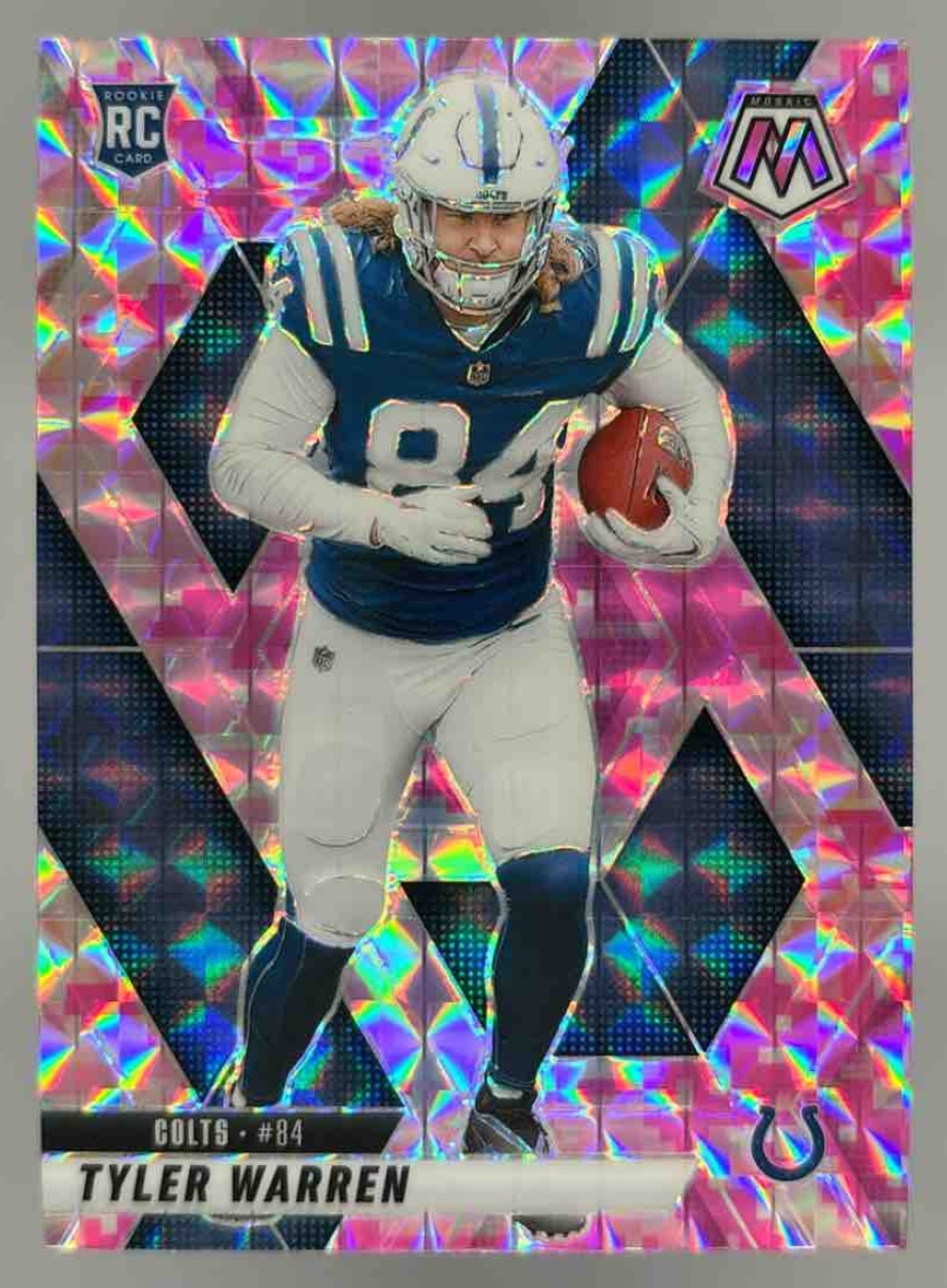Card image for 2025 Panini Mosaic Tyler Warren Rookies Purple Scope Prizm #354 RC Colts