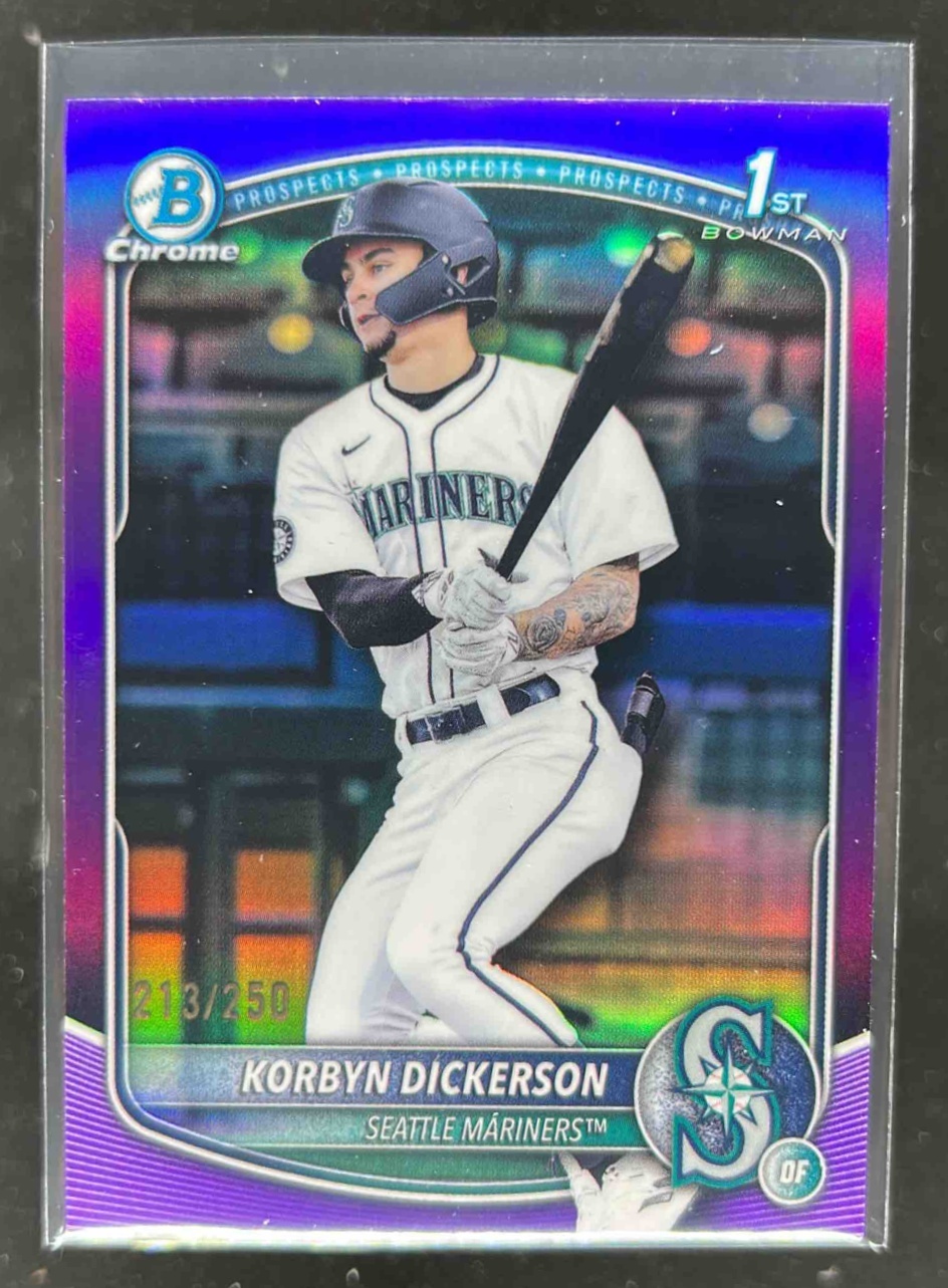 Card image for Korbyn Dickerson 2025 Bowman Draft Chrome Purple Refractor /250