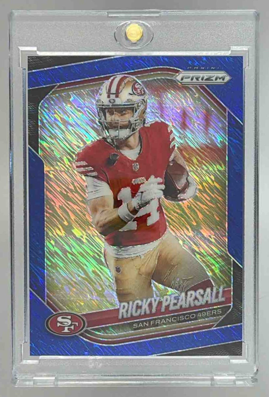 Card image for 2025 Panini Prizm Ricky Pearsall Blue Shimmer /35 #99 49ers