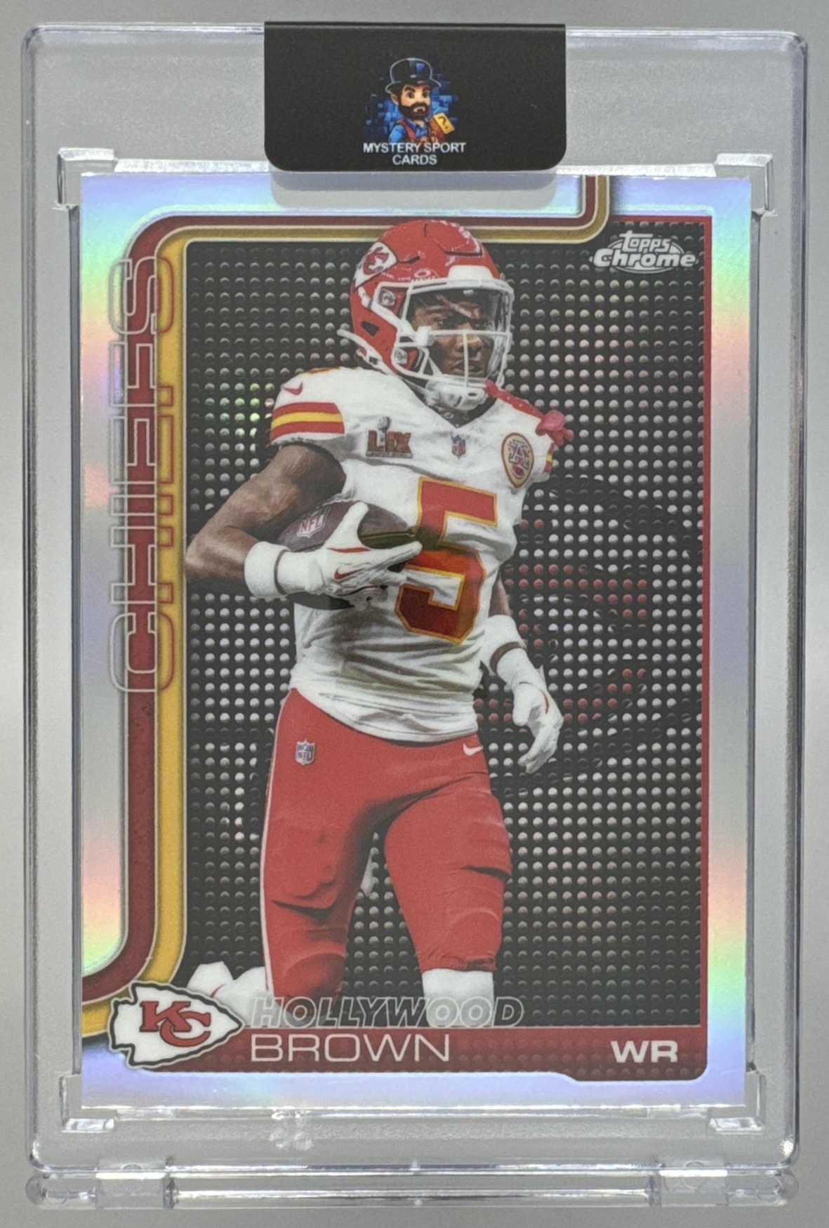 Card image for 2025 Topps Chrome Hollywood Brown Lightboard Logo Variation #146 Chiefs