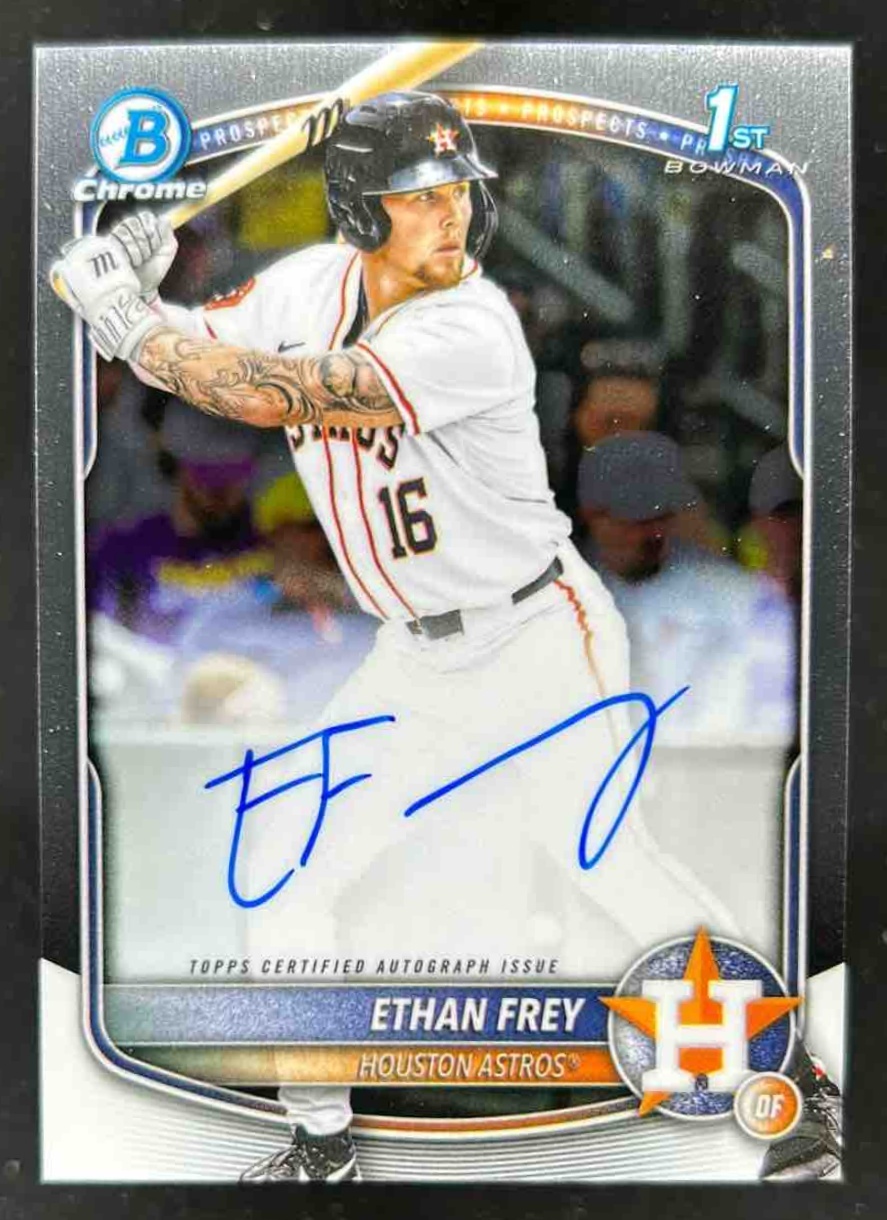 Card image for Ethan Frey 2025 Bowman Baseball Draft Chrome Auto 1st Prospect Houston Astros