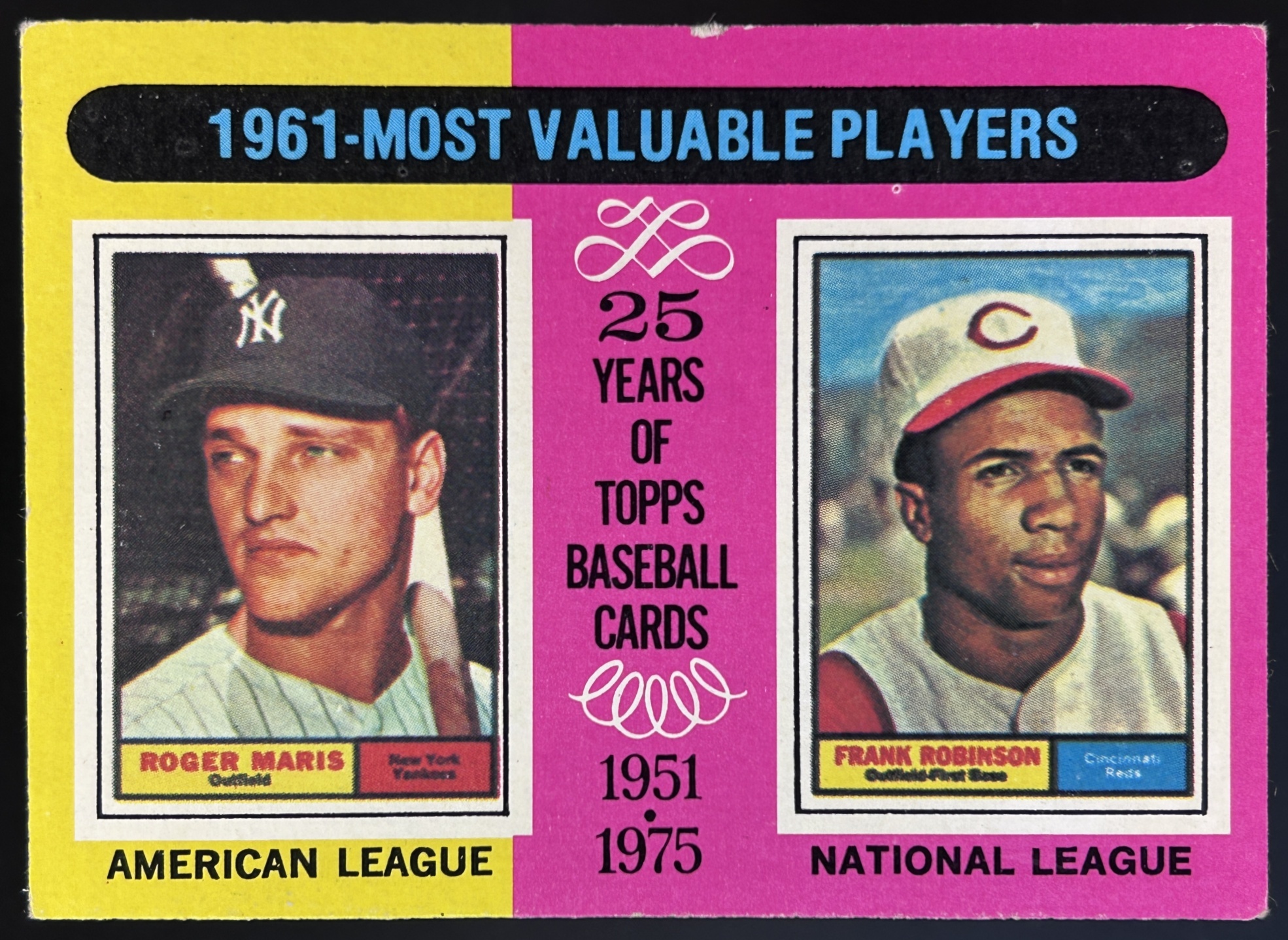 Card image for 1975 TOPPS 1961 MVPS ROGER MARIS FRANK ROBINSON M #199