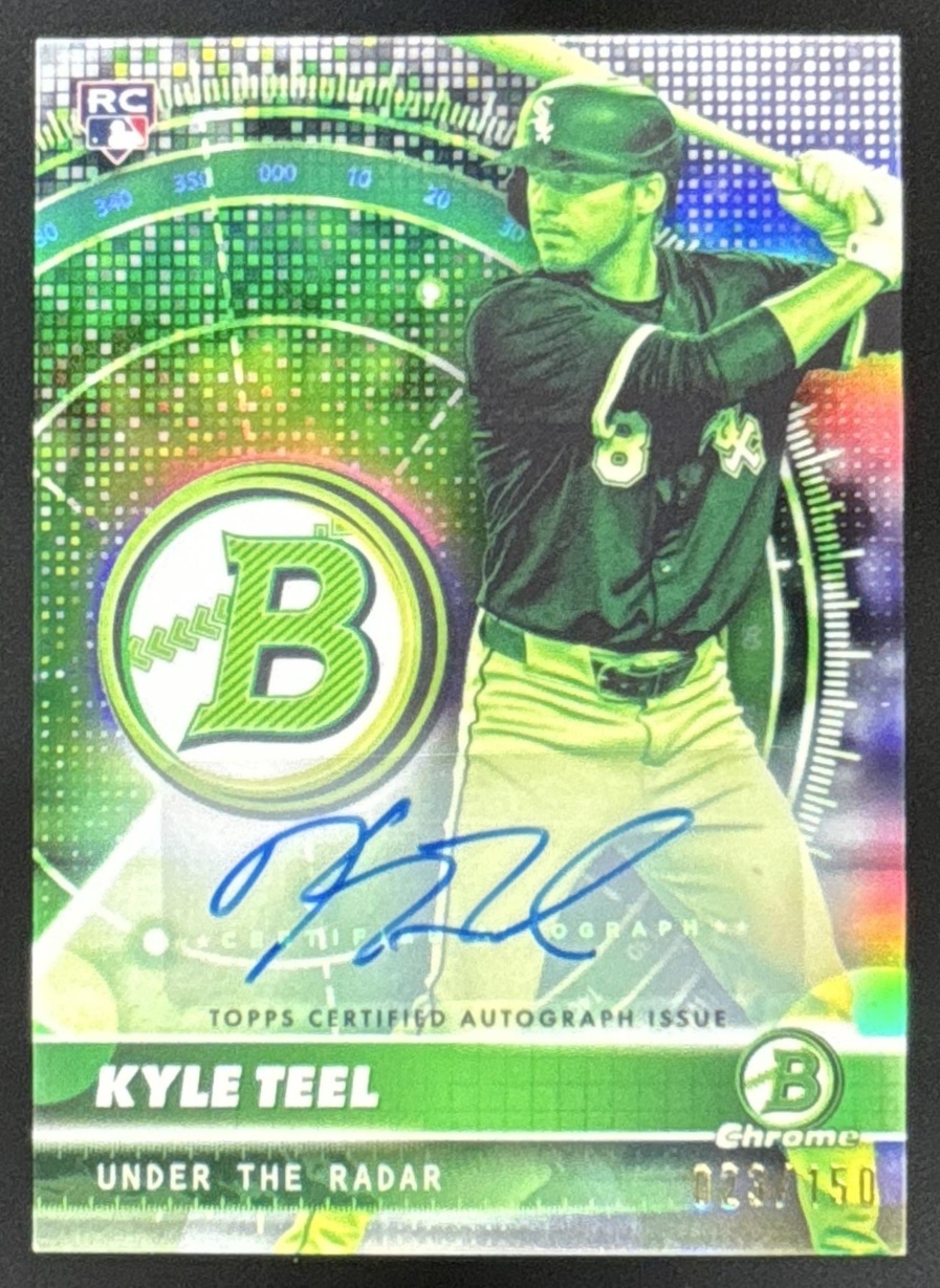 Card image for Kyle Teel 2026 Bowman /150 Under the Radar Chrome Auto Chicago White Sox