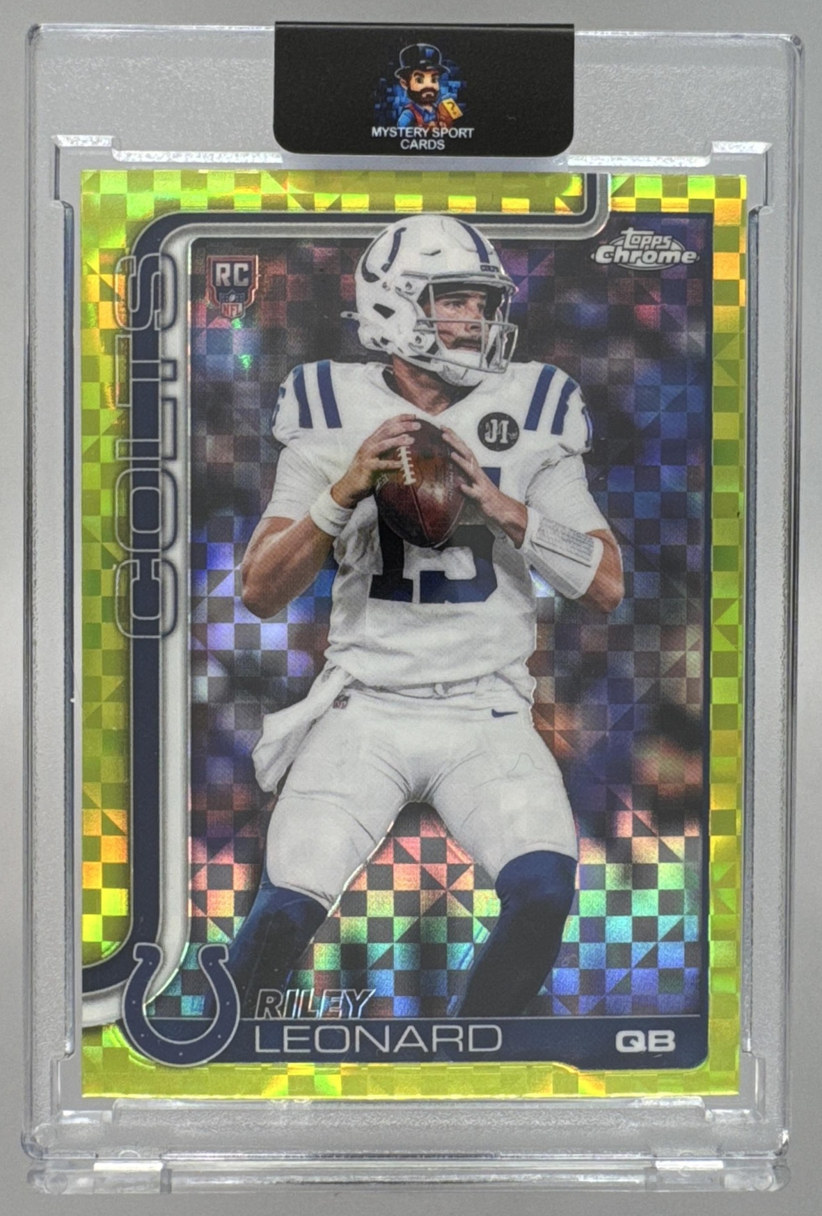 Card image for 2025 Topps Football Chrome Riley Leonard Rookie #318 RC Indianapolis Colts