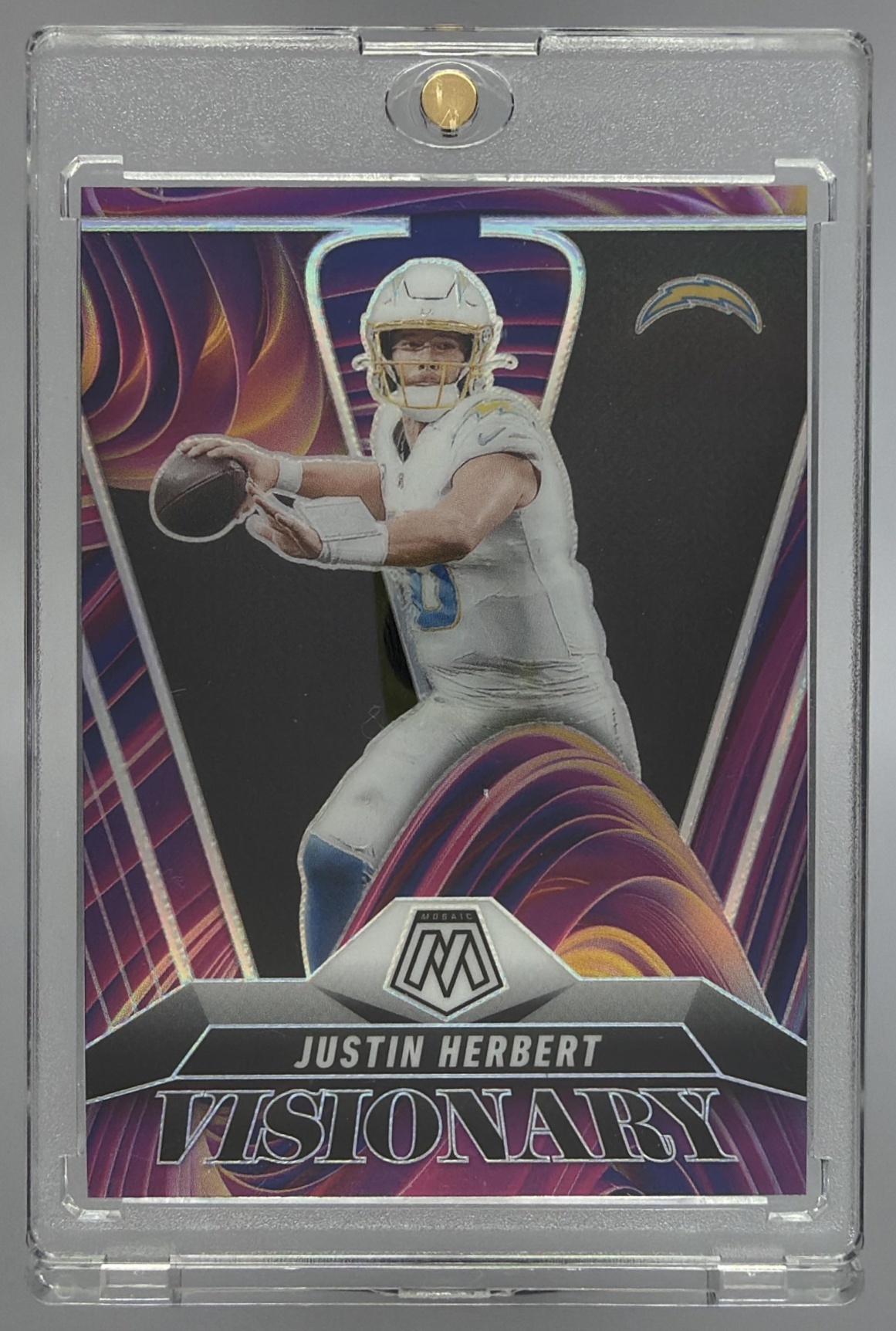 Card image for 2025 Panini Football Mosaic Justin Herbert Visionary #14 Los Angeles Chargers