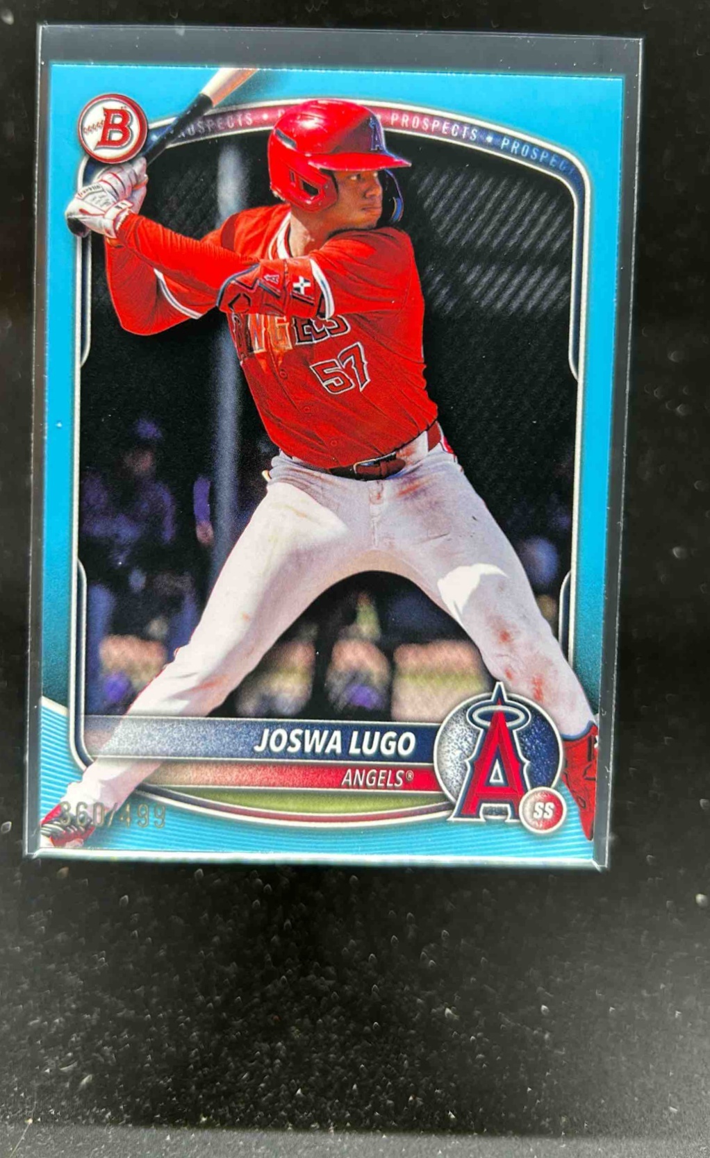 Card image for Joswa Lugo 2025 Bowman Baseball Draft Sky Blue Border /499 Los Angeles Angels