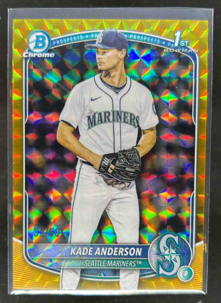 Card image for Kade Anderson 2025 Bowman Draft Chrome Gold Geometric Refractor /50