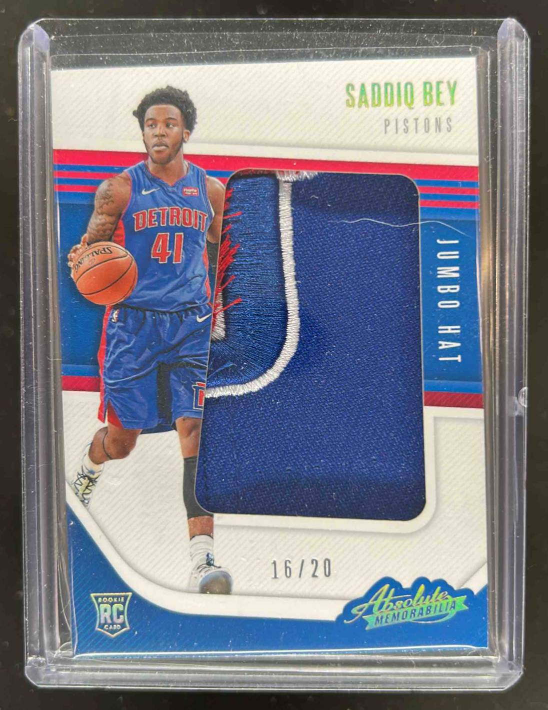 Card image for 2020-21 ABSOLUTE MEMORABILIA SADDIQ BEY #JH-SBE JUMBO HAT TEAM LOGO /20 RC