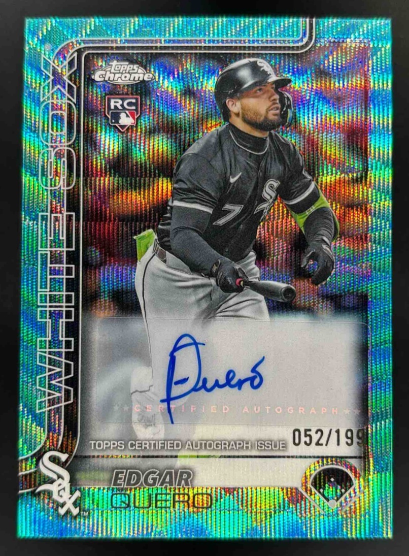 Card image for 2025 Topps Chrome Update Edgar Quero Auto Aqua Wave Refractor /199 RC