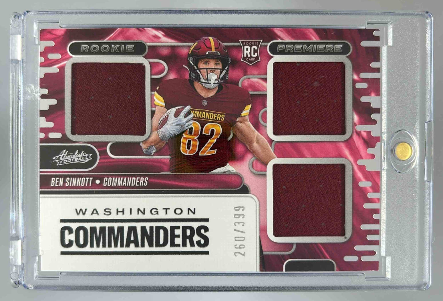 Card image for 2024 Panini Absolute Ben Sinnott Rookie Premiere Materials /399 #RPM-BST MEM RC Commanders