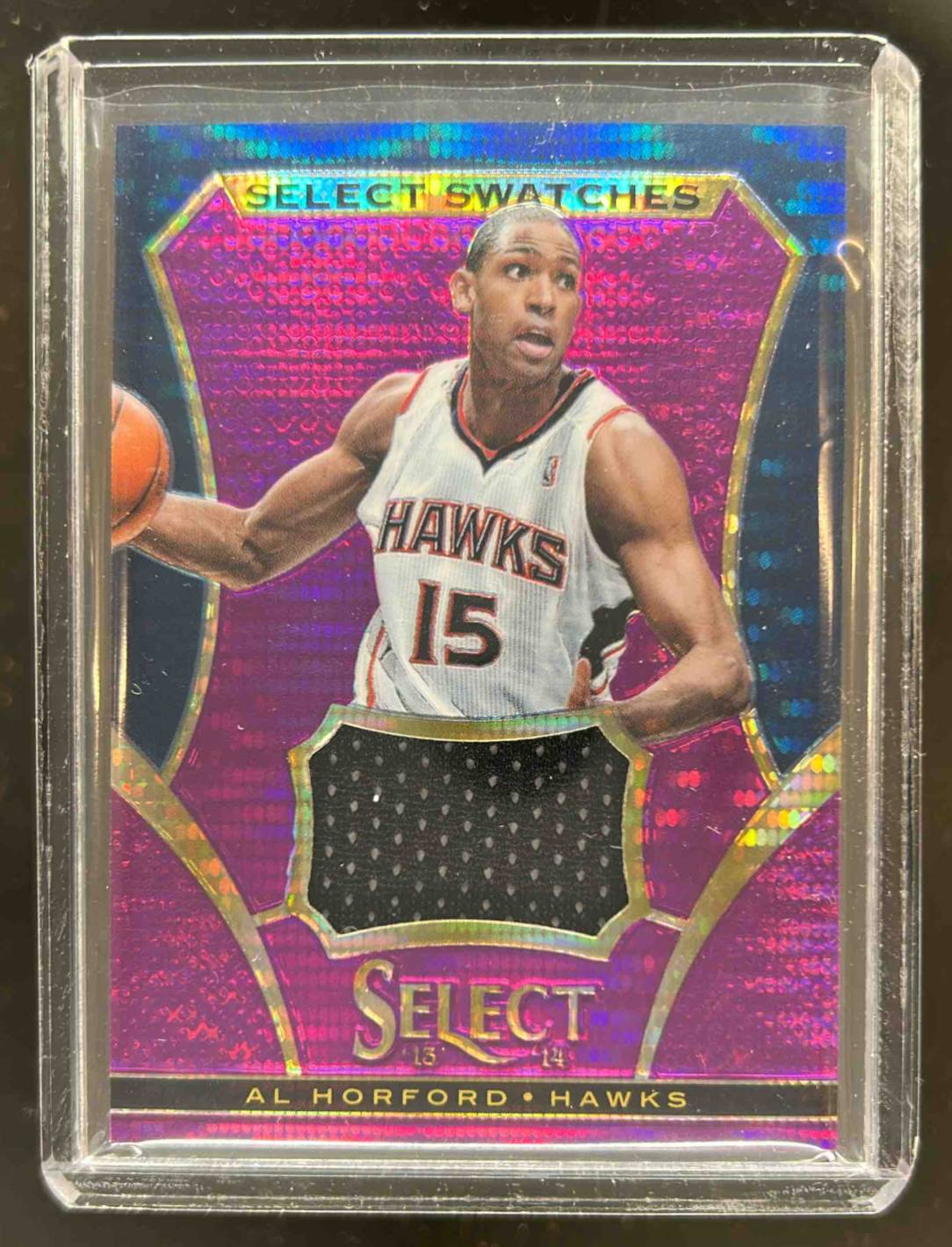 Card image for 2013-14 PANINI SELECT AL HORFORD SWATCHES PRIZMS PURPLE /99 #8 ATLANTA HAWKS