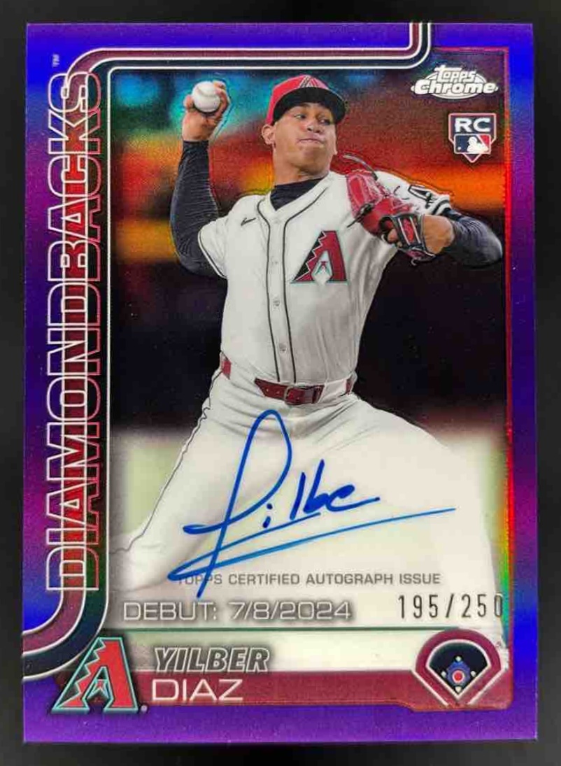 Card image for 2025 Topps Chrome Update Yilber Diaz Rookie Debut Auto Purple Refractor /250 RC