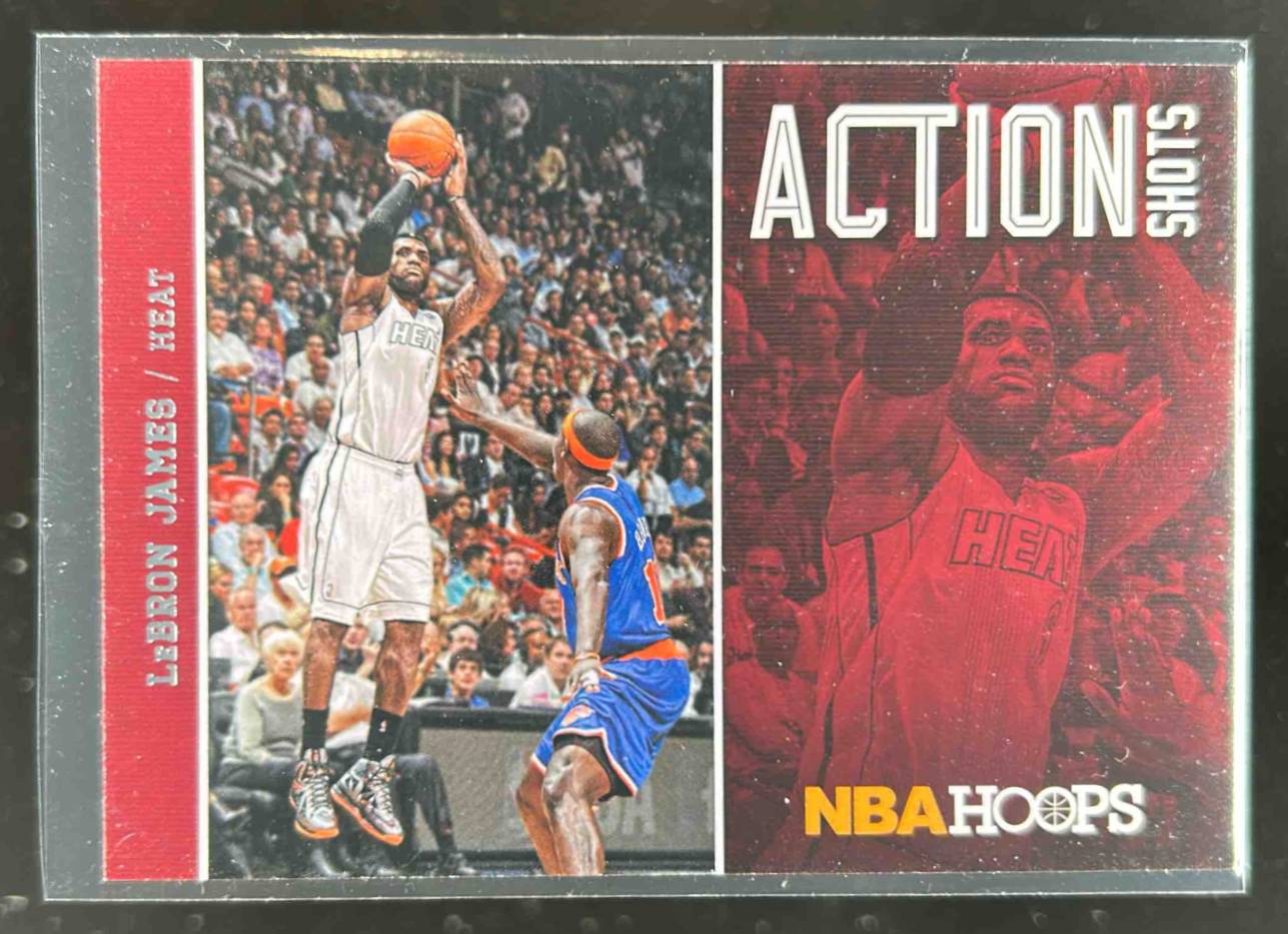 Card image for 2013-14 PANINI HOOPS LEBRON JAMES ACTION SHOTS #13 MIAMI HEAT
