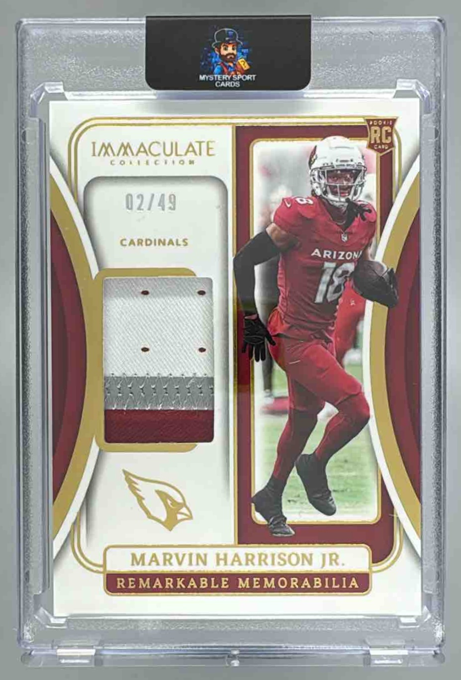 Card image for 2024 Panini Immaculate Marvin Harrison Jr. Remarkable Memorabilia /49 #RM-MHJ RC Cardinals