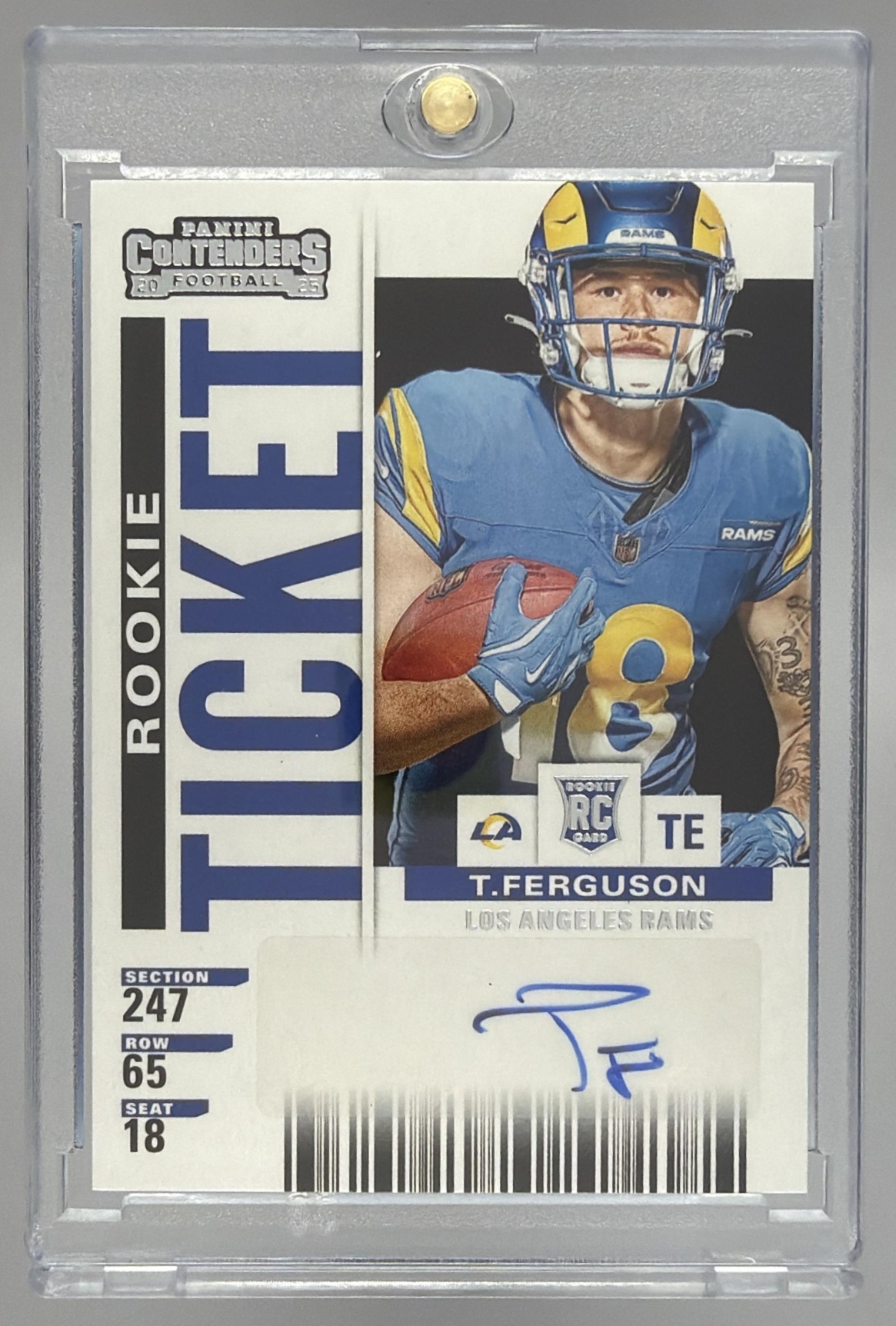 Card image for 2025 Panini Select Terrance Ferguson Contenders Rookie Ticket RPS #29 RC Auto Rams