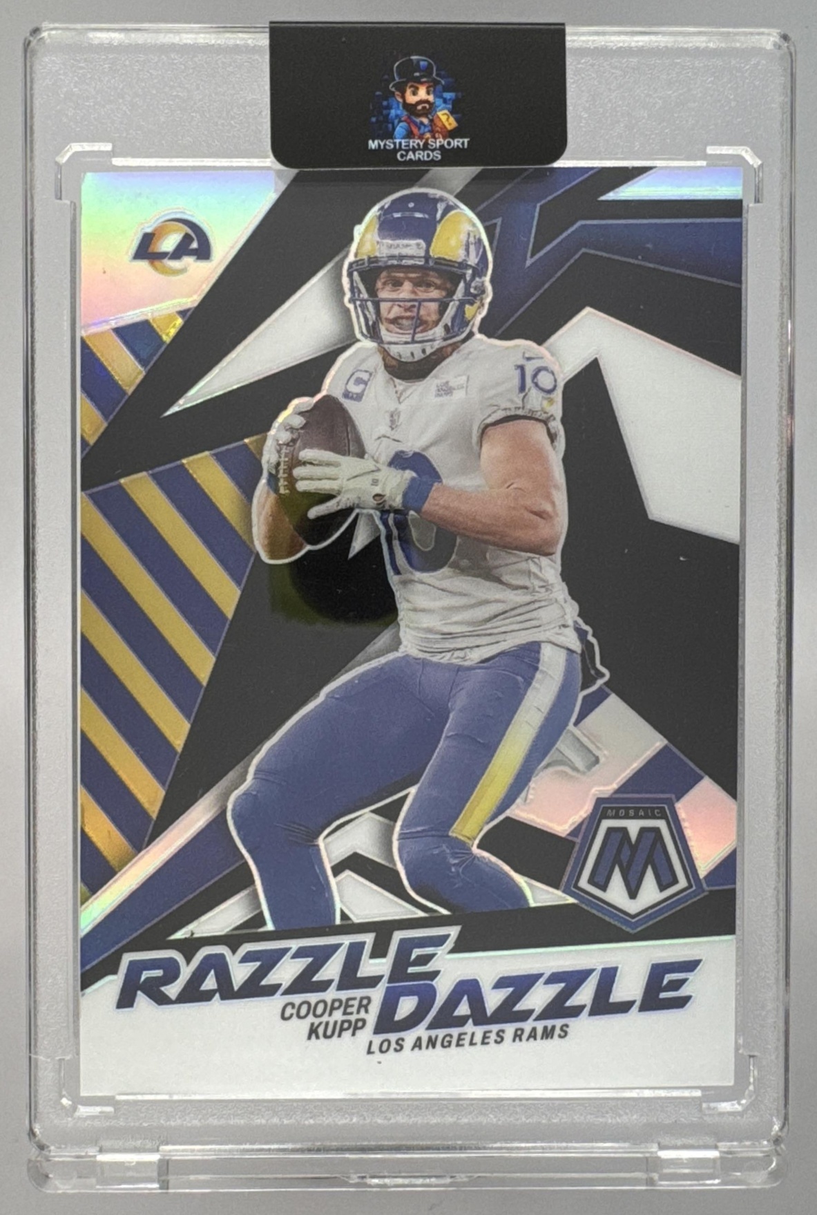 Card image for 2022 Panini Football Mosaic Cooper Kupp Razzle Dazzle #RD-12 Los Angeles Rams