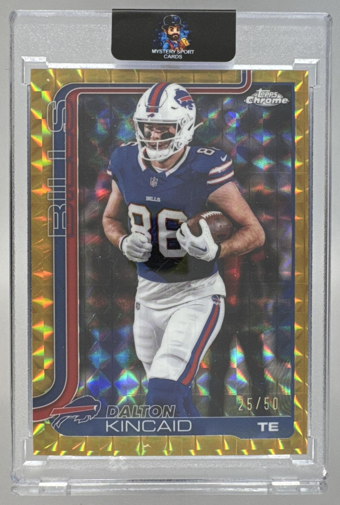 Card image for 2025 Topps Chrome Dalton Kincaid Gold Lava Refractor /50 #37 Bills