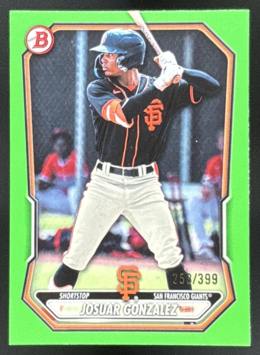 Card image for 2026 Bowman Josuar Gonzalez Prospects Neon Green Border /399
