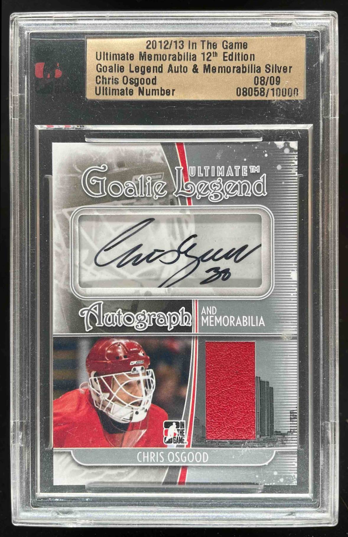 Card image for 2012-13 ITG ULTIMATE MEM 12TH CHRIS OSGOOD LEGEND AUTO JERSEY NNO SILVER SN /09