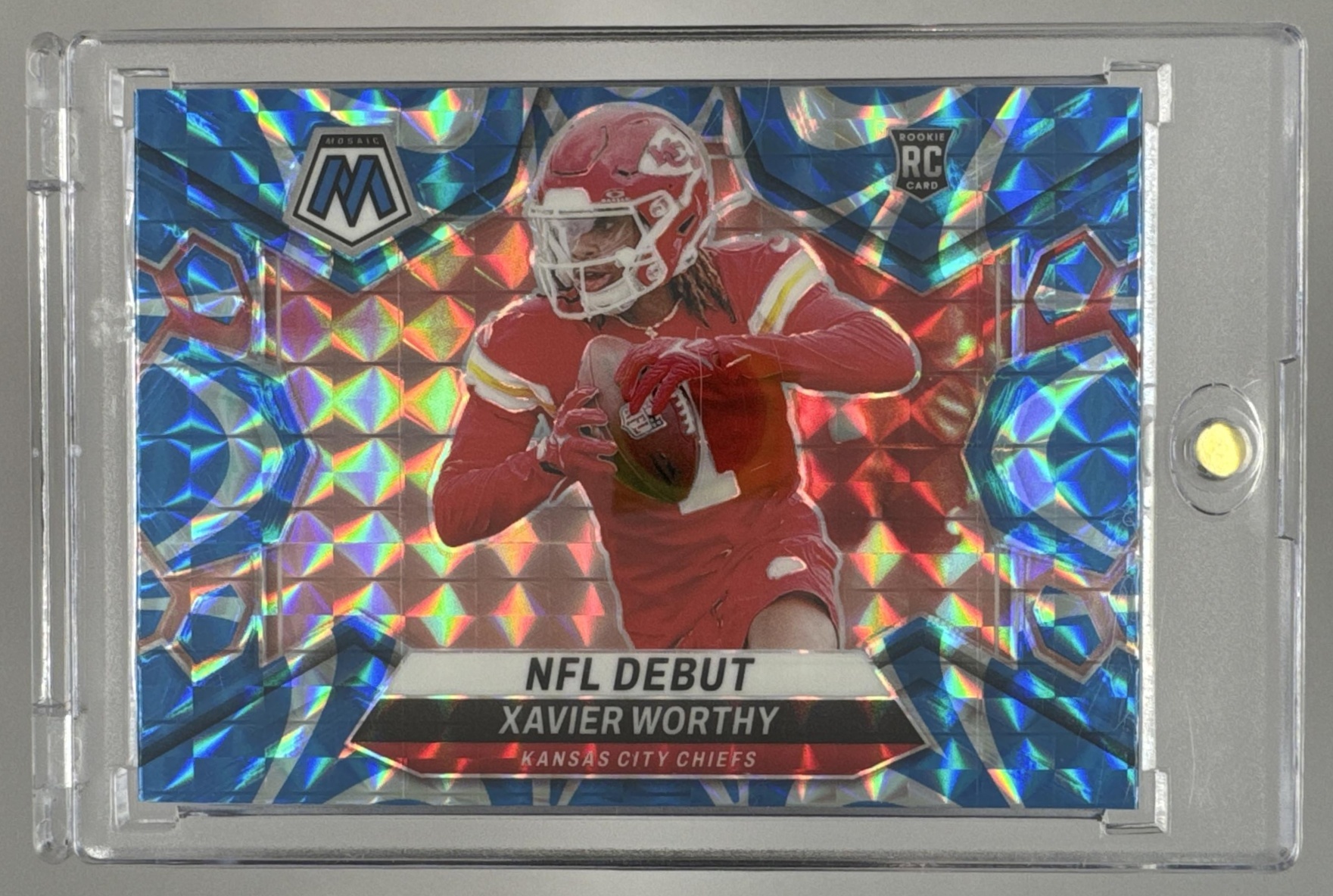 Card image for 2024 Panini Mosaic Xavier Worthy Capital Gains #25 RC Chiefs