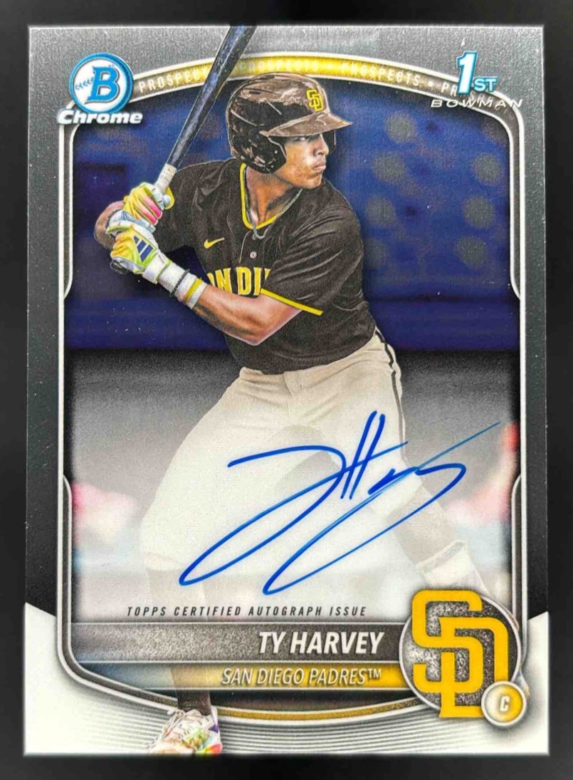 Card image for 2025 Bowman Draft Ty Harvey Chrome Prospect Auto #CPA-TH Padres