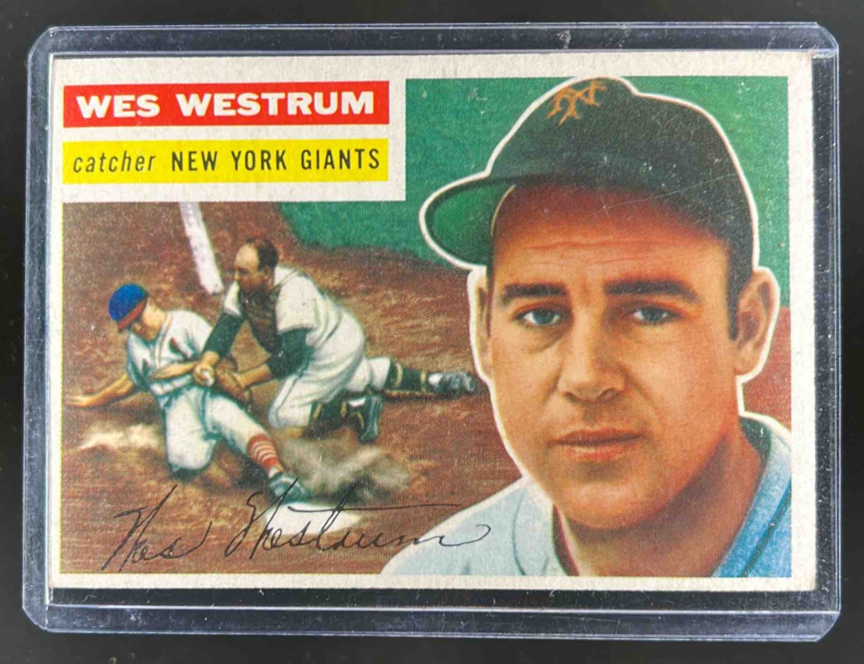 Card image for 1956 TOPPS BASEBALL WES WESTRUM #156B NEW YORK GIANTS