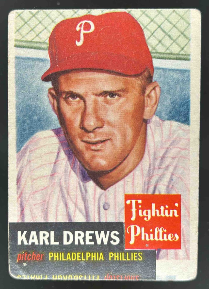 Card image for 1953 TOPPS BASEBALL KARL DREWS #59 PHILADELPHIA PHILLIES