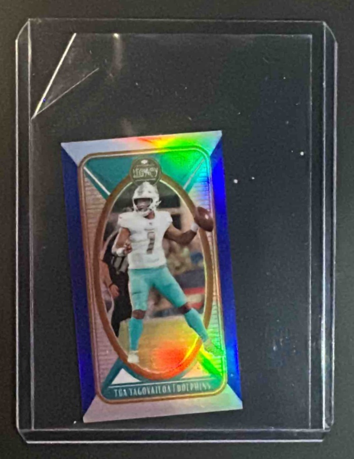 Card image for 2022 Panini Legacy Tua Tagovailoa #59 Premium Mini Sapphire /20 Dolphins
