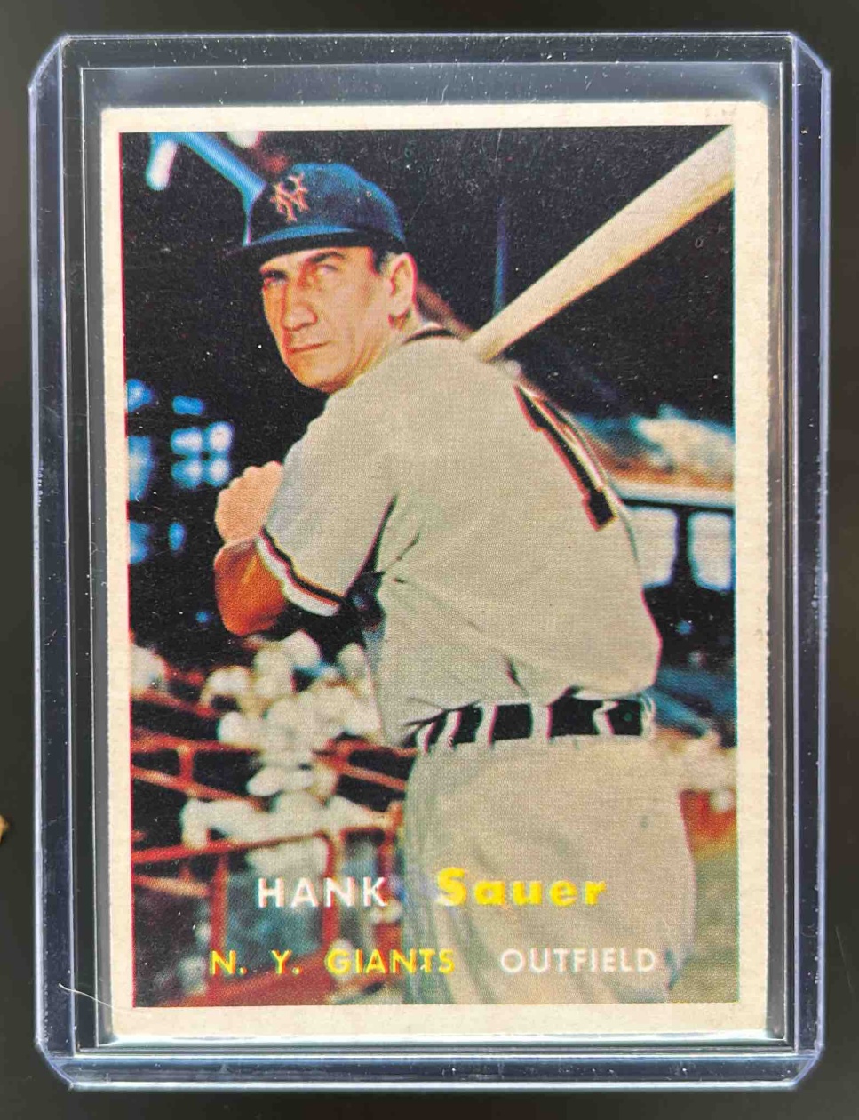 Card image for 1957 TOPPS HANK SAUER #197 NEW YORK GIANTS