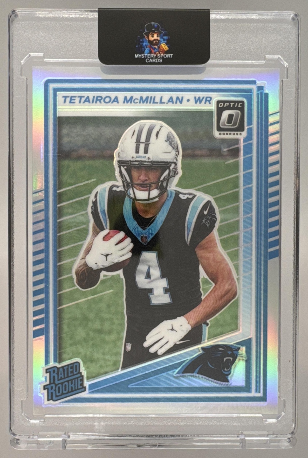 Card image for 2025 Panini Donruss Optic Tetairoa McMillan Rated Rookie #209 Panthers