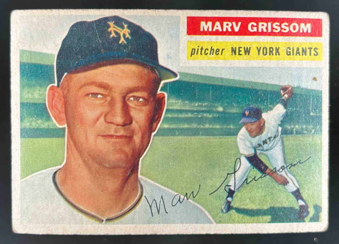 Card image for 1956 TOPPS BASEBALL MARV GRISSOM #301 NEW YORK GIANTS